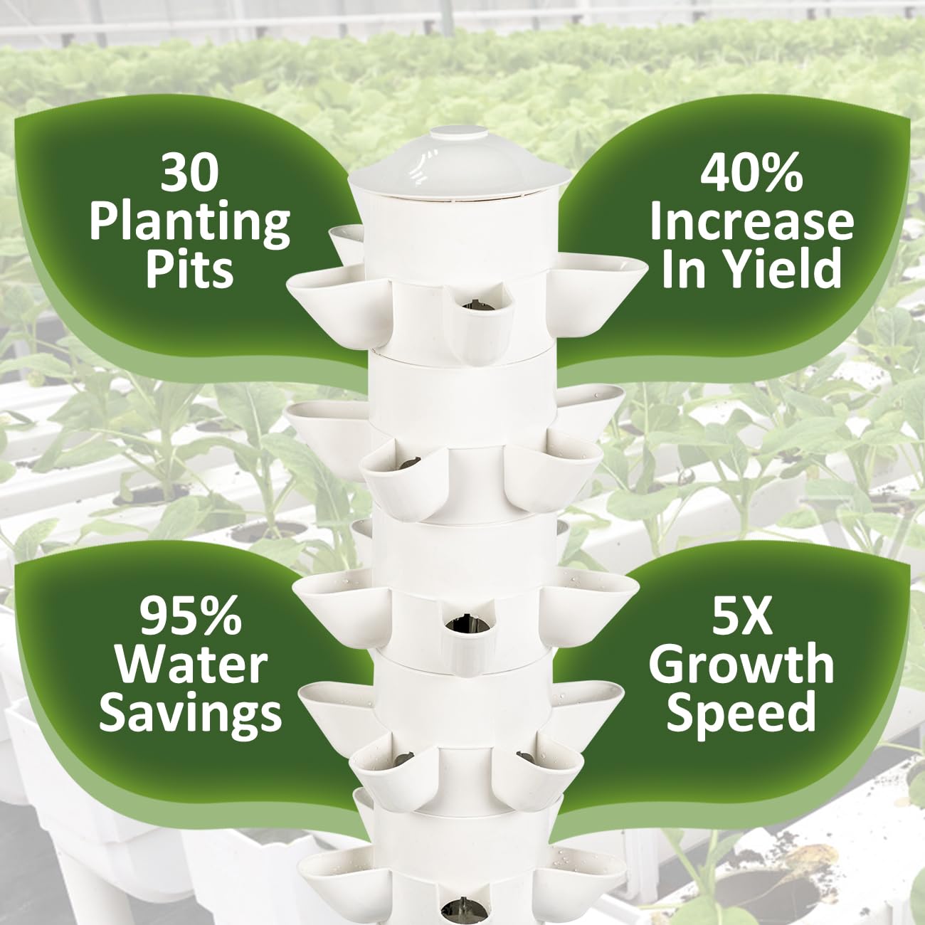 Biosp Hydroponics Tower Garden Vertical Growing System Kit - 30 Pods Indoor Gardening with LED Grow Light, Water Pump & Smart Plug for Herbs, Fruits, Vegetables | Perfect for Home, Apartment, Urban Farming & Nursery Germination (Seedlings Not Included)