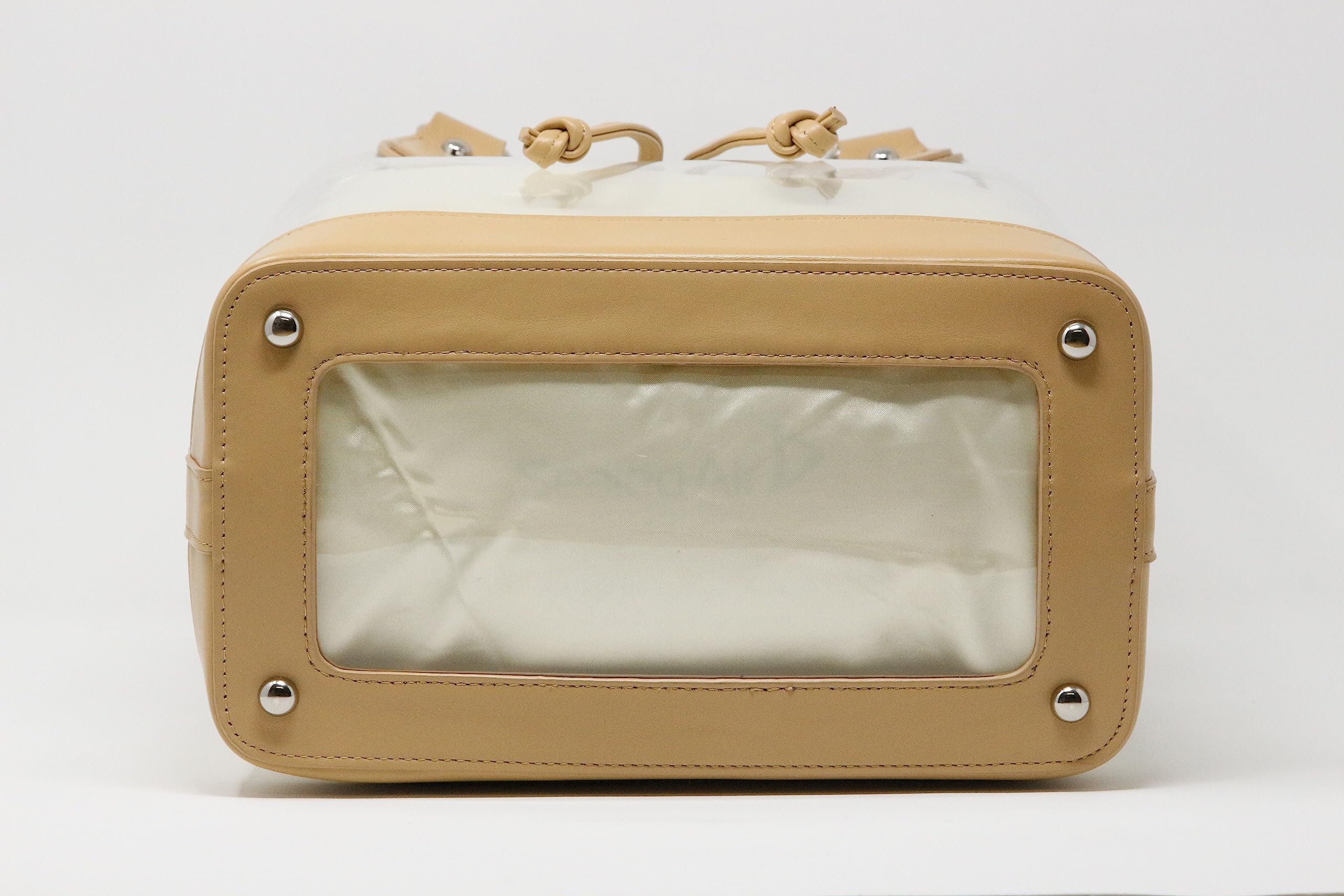 DOMINIE Clear Tote Bag with Leather Trim & Removable Interchangeable Liner - Perfect for Travel, Work, and Everyday Use