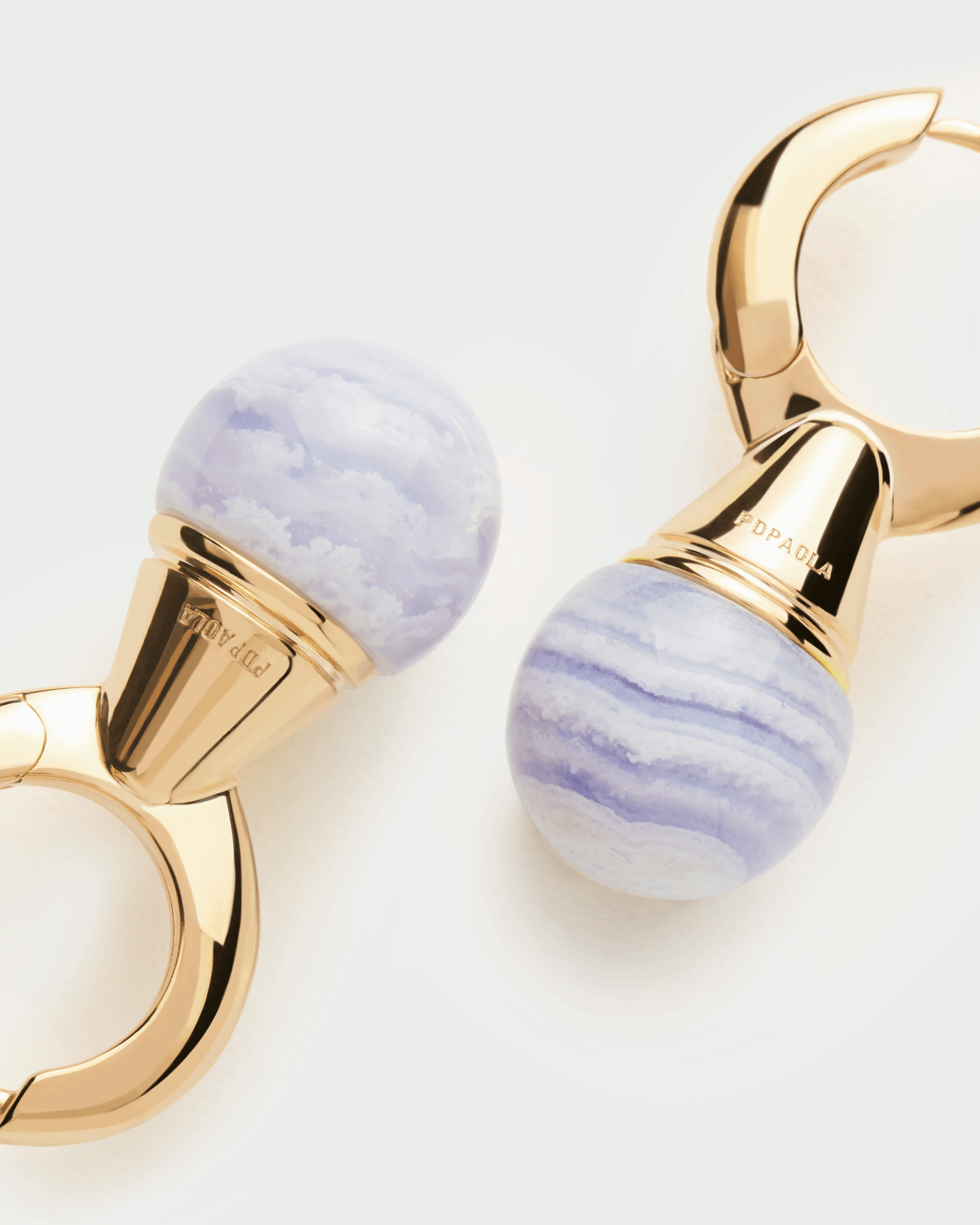 Blue Lace Agate Riviera Hoop Earrings for Women - Elegant Dangle Drop Earrings for Party, Wedding & Everyday Wear