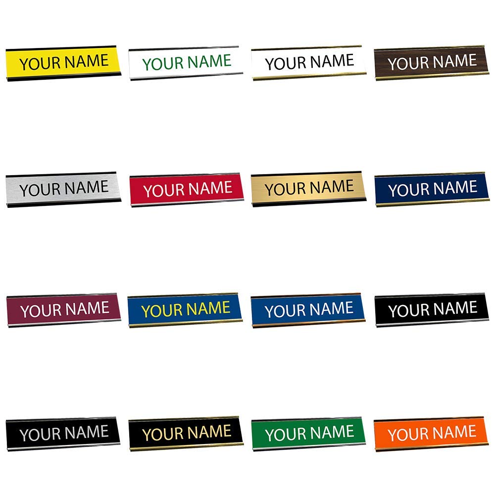 Custom Engraved Desk Plate - Silver Nameplate Holder (2x8 Inches) - Perfect for Office Desks, Reception Counters & Professional Workspaces