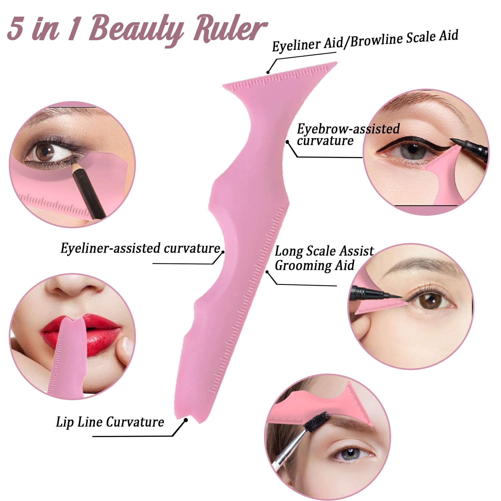 3PCS Silicone Eyeliner Stencils & Mascara Shield - Multifunctional Makeup Tool for Eyeshadow, Lipstick & Winged Eyeliner | Beginner-Friendly Eyeliner Guide (Pink) | Perfect for Daily Makeup, Professional Salon Use & Travel Beauty Essentials - FMOYSIEN
