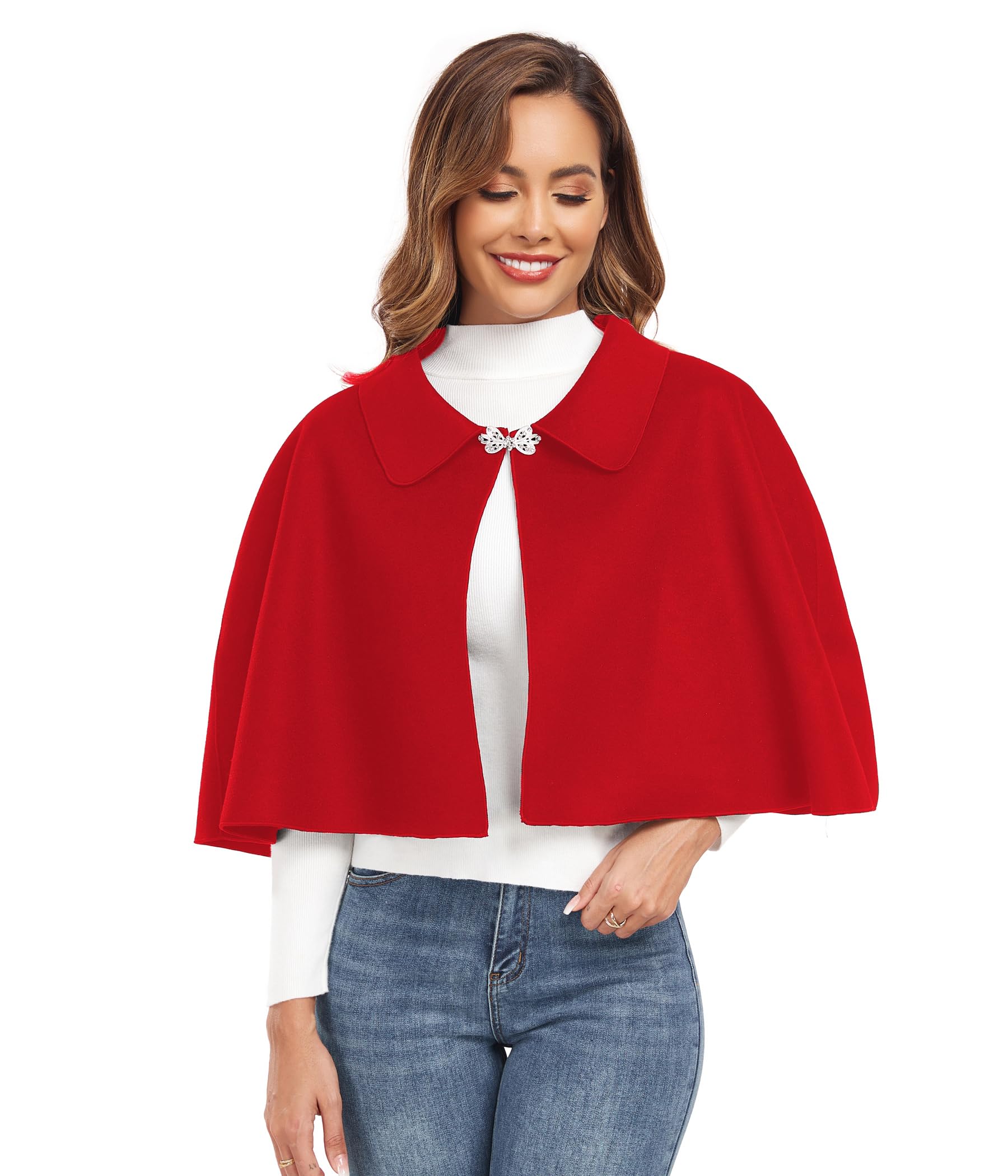 Women's Warm Capelet Shawl - Soft Winter Poncho Cloak for Fall & Winter - Cozy Cover Up for Parties, Weddings & Outdoor Activities