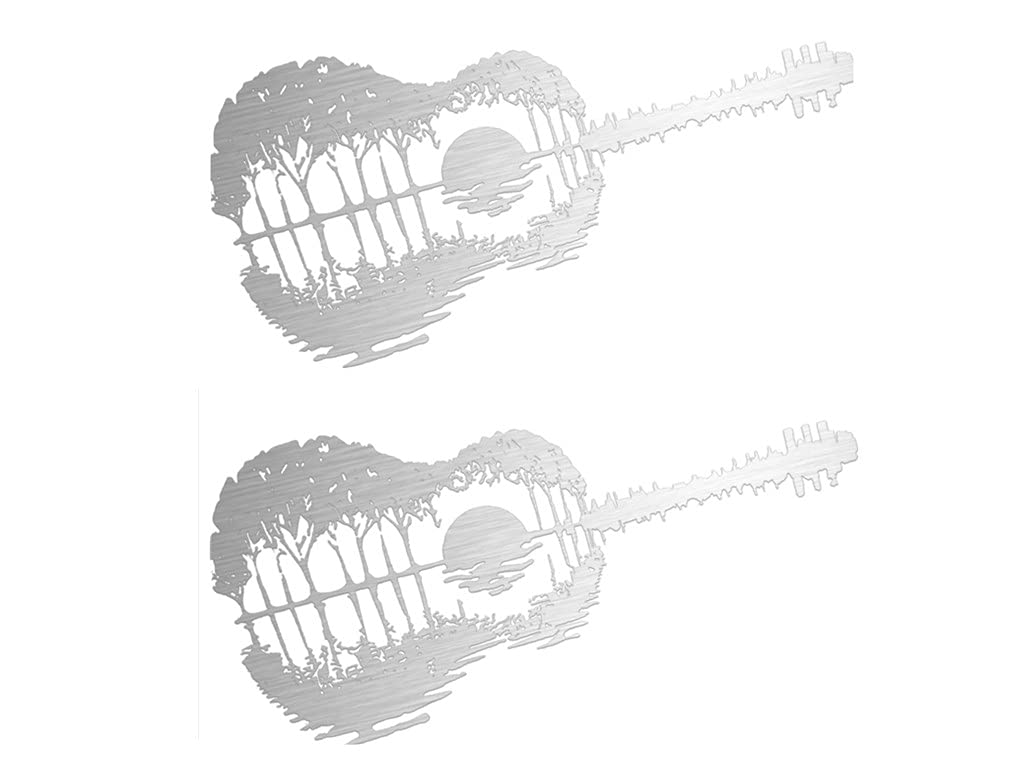 Sunset Guitar Reflection Metal Wall Art Decor - Contemporary Animal Sculpture for Home, Office, Living Room, Pub & Bar - Indoor & Outdoor Wall Mount Metal Artwork (Perfect for Music Lovers & Western Theme Decor)