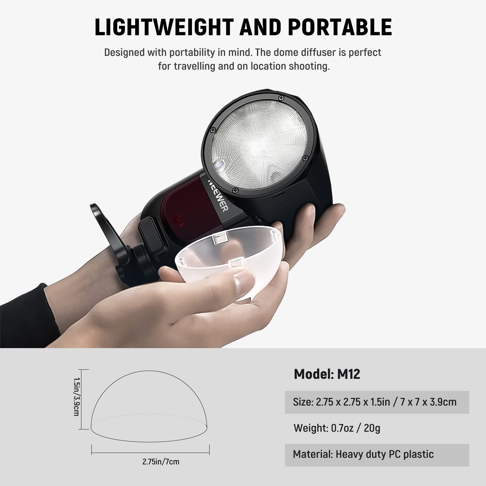 NEEWER Magnetic Dome Diffuser for Round Head Speedlite Flash - Magnetically Attached Light Modifier for Z1 Z2 Speedlite & M12 - Perfect for Portrait, Product & Event Photography