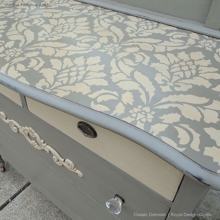 Classic Damask Stencil for DIY Home Decor, Wall Painting, and Furniture Upcycling | Reusable Decorative Template for Crafts and Art Projects