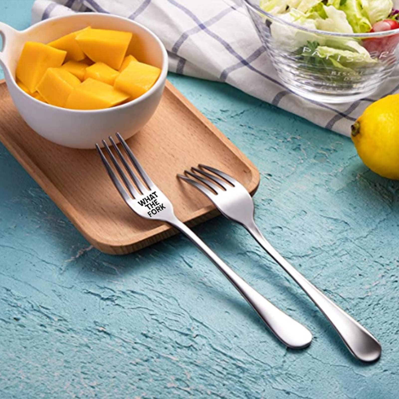 Funny Engraved Stainless Steel Dinner Forks - 8 Inch Inspirational 