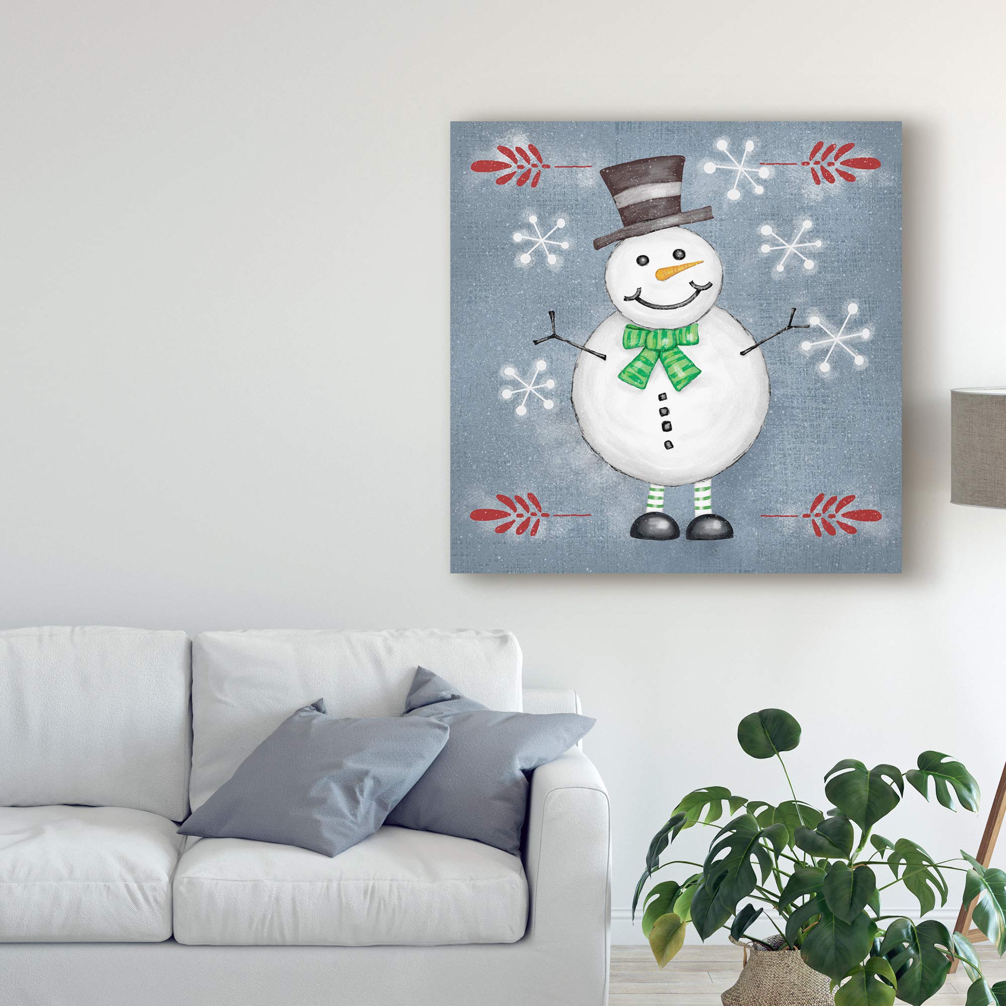 Trademark Fine Art Folksy Christmas II by Chariklia Zarris - 18x18 Inch Canvas Wall Art - Holiday Home Decor for Living Room, Bedroom & Office