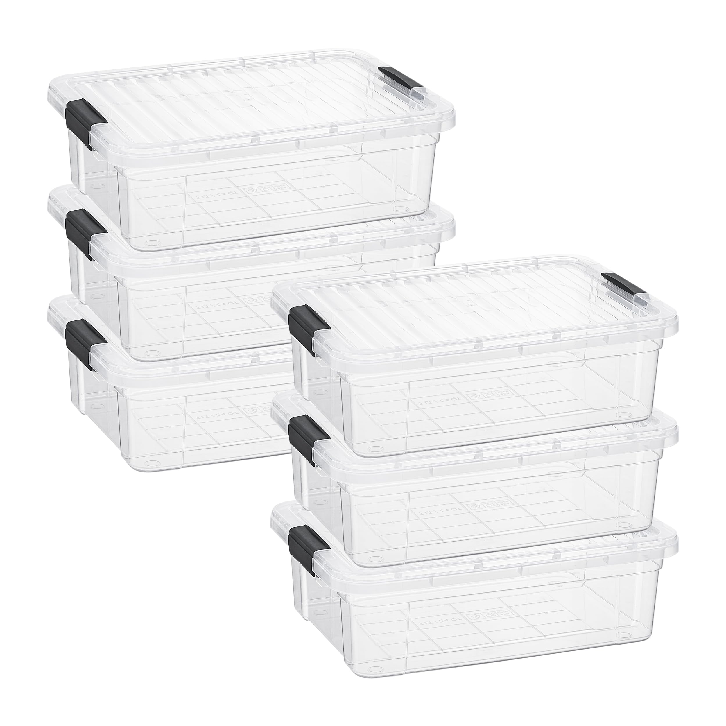 Superior Clear Plastic Storage Bins with Lids - 6 Pack Stackable Organizer Containers (7.4 Qt) - BPA Free, Non-Toxic, Odorless for Home, Office, Dorm - Perfect for Closet Organization, Pantry Storage & Toy Sorting