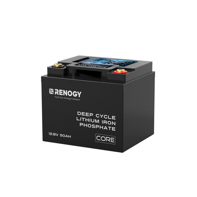 Renogy 12V 50Ah Core Series Deep Cycle LiFePO4 Battery for RV, Solar, Marine & Off-Grid Power - Reliable Lithium Iron Phosphate Energy Storage Solution
