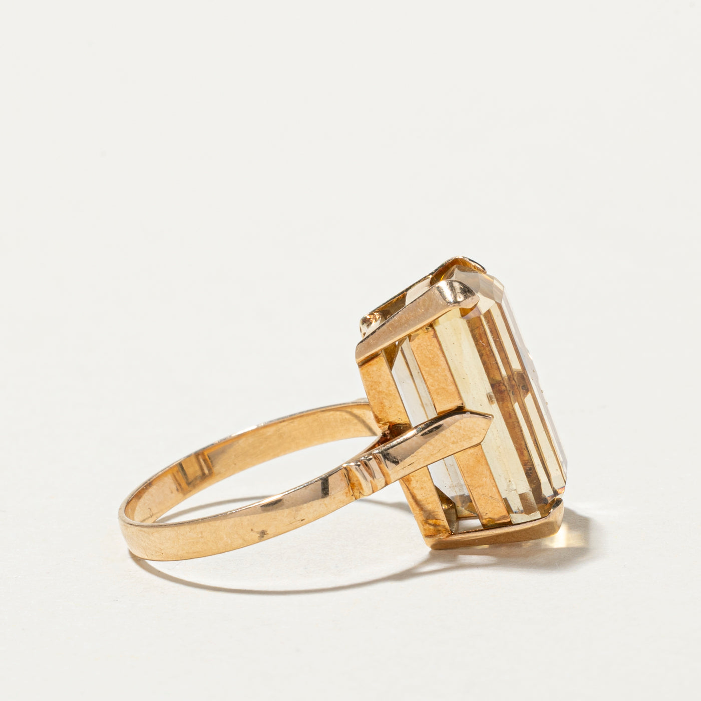 Emerald Cut Citrine Cocktail Ring - 10.42 Carat Natural Citrine Gemstone Ring - Size 7.5 - Elegant Statement Jewelry for Women - Perfect for Evening Parties, Weddings & Special Occasions
