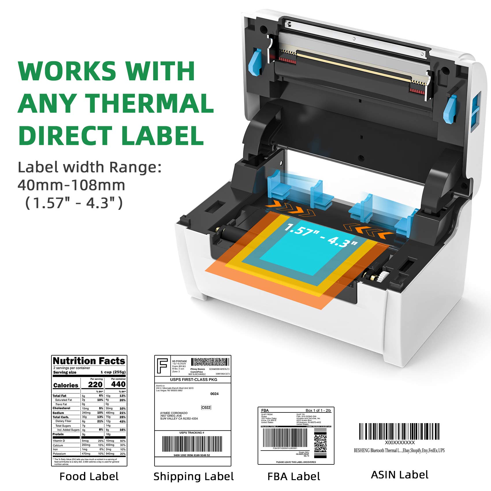 4x6 Thermal Label Printer for Shipping Packages - Compatible with USPS, FedEx, UPS - Perfect for E-commerce, Small Business & Home Shipping Needs