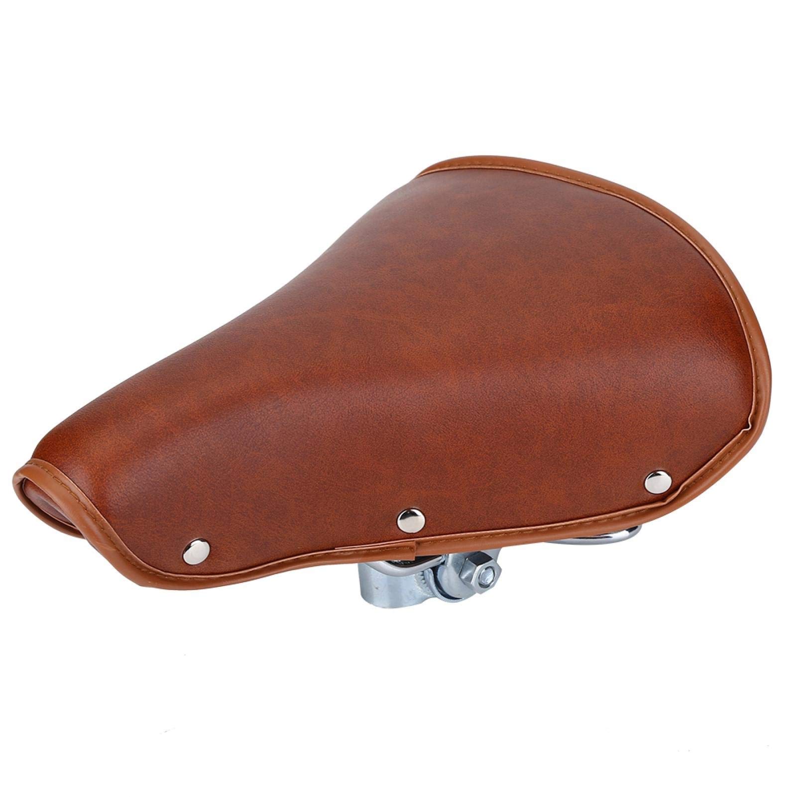 Premium PU Leather Bike Seat - Universal Replacement Saddle with Spring Cushion for Comfortable Cycling (Brown) | Ideal for Road Bikes, Exercise Bikes & Outdoor Cycling