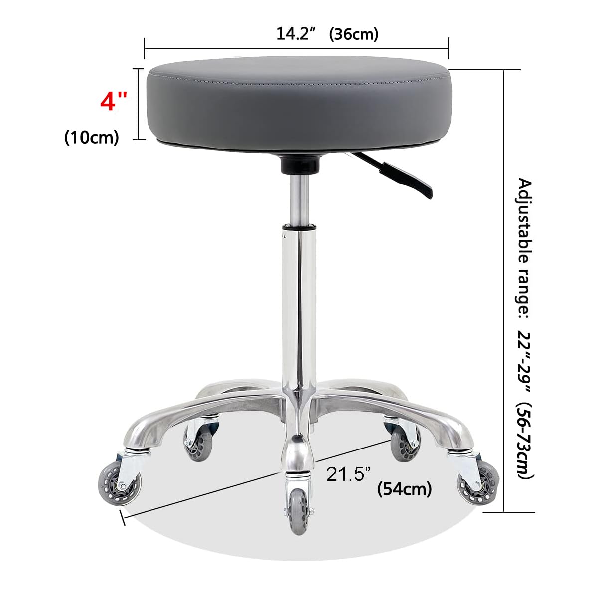 Heavy Duty Rolling Stool with Wheels - 400 lbs Capacity Adjustable Swivel Shop Stool for Workshop, Garage, Tattoo Studio, Medical Lab & Music Practice (Grey) - Perfect for Mechanics, Artists, Musicians & Professionals
