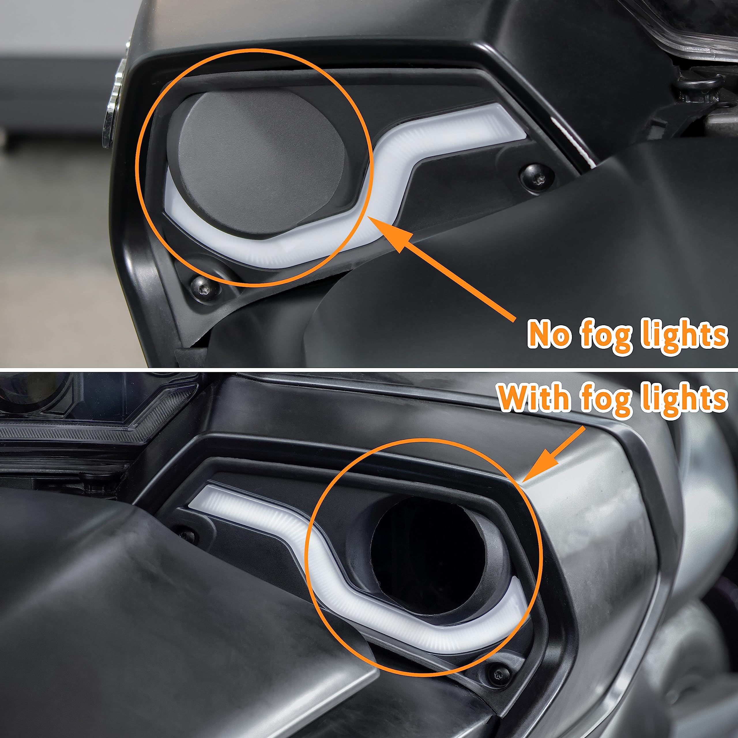 SAUTVS Fog Lamps Cover with LED Daytime Running Lights & Turn Signal Kit for Can-Am Spyder F3 (2015-2020 Models) - 2PCS Replacement Accessories for Enhanced Visibility & Style in Night Driving & Bad Weather Conditions