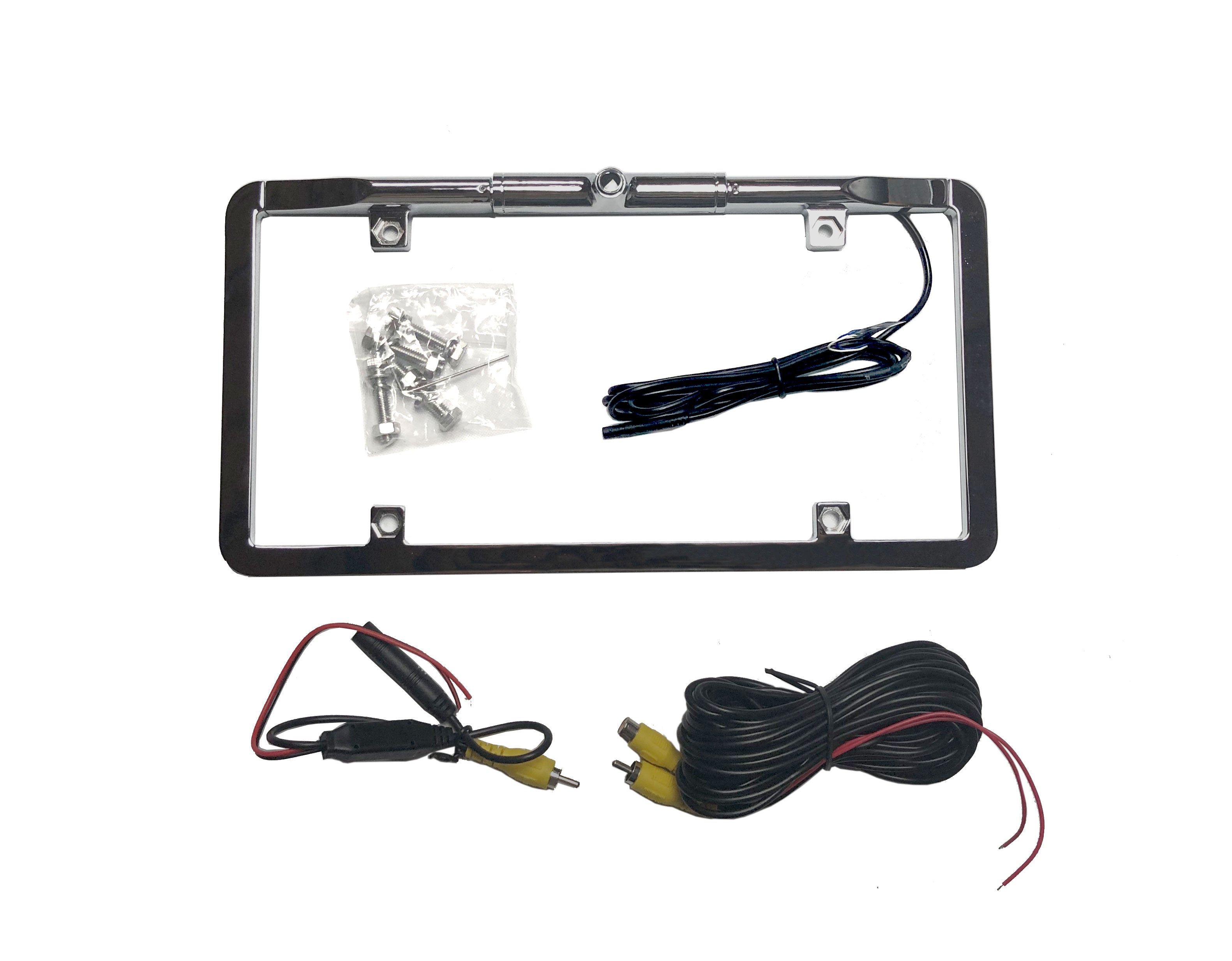 BOYO VTL275TJ Ultra Slim Full Frame License Plate Backup Camera with Active Parking Lines - Chrome - Perfect for Parking Assistance & Rear View Safety in Trucks, SUVs, and RVs