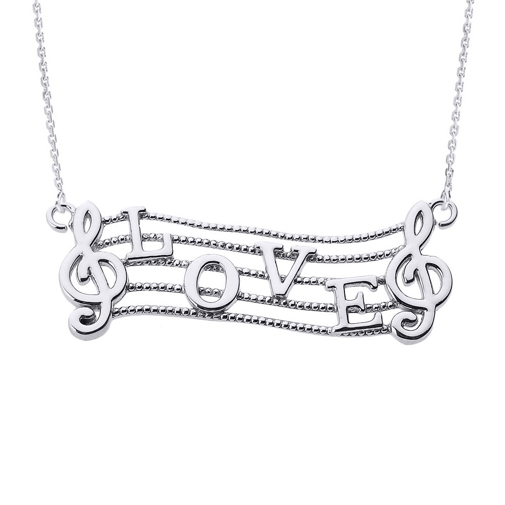14k White Gold Treble Clef Charm Musical Note 