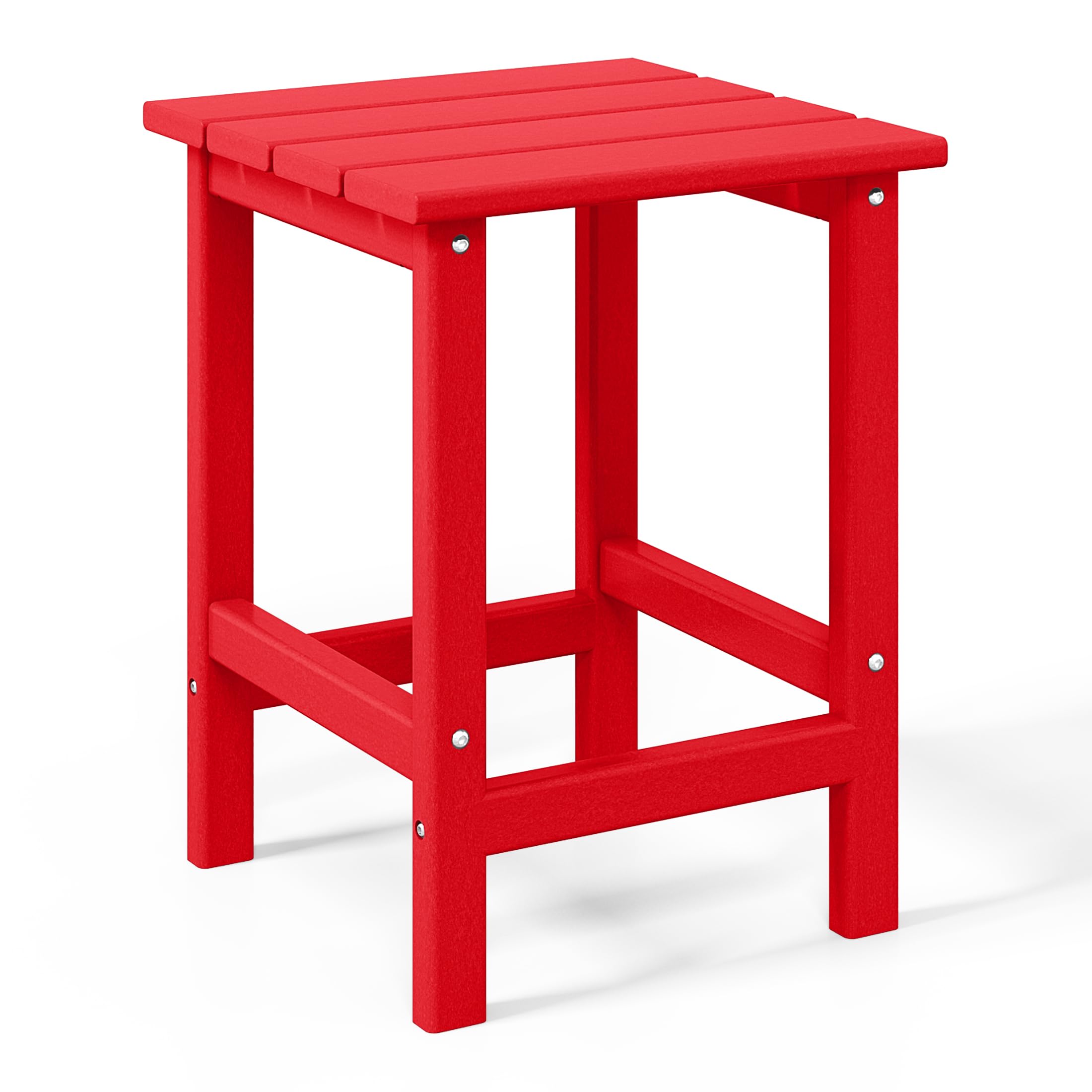 WestinTrends All-Weather Poly Lumber Adirondack Small Patio Square End Table - Durable Outdoor Furniture for Deck, Garden, Poolside & Backyard - Red