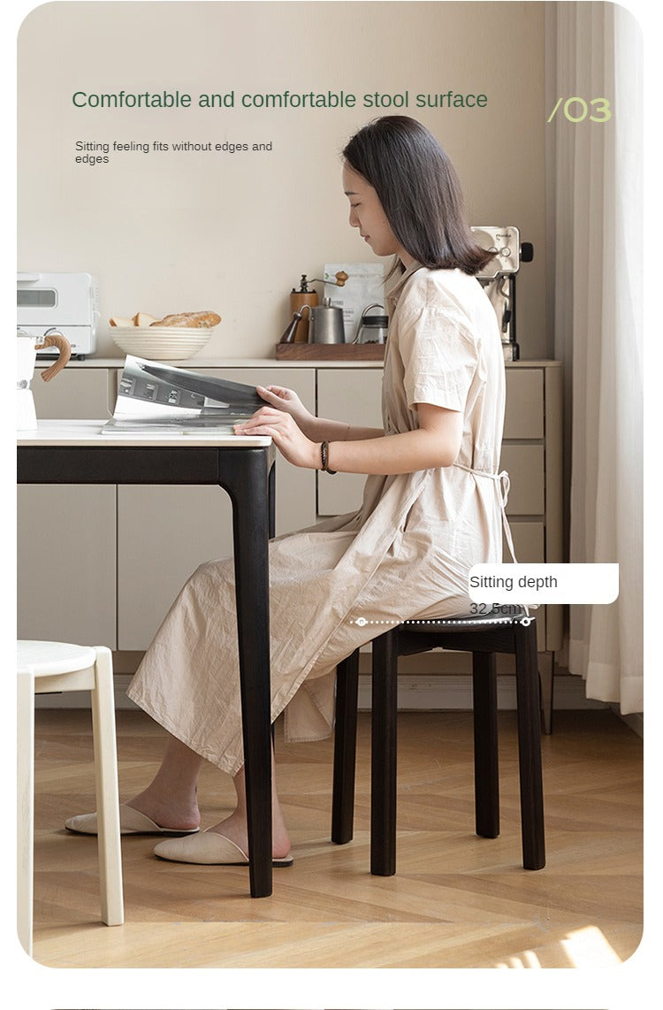 Solid Oak Wood Stacking Stool - Durable & Space-Saving Bar Stool for Kitchen Island, Dining Room, or Outdoor Patio Use