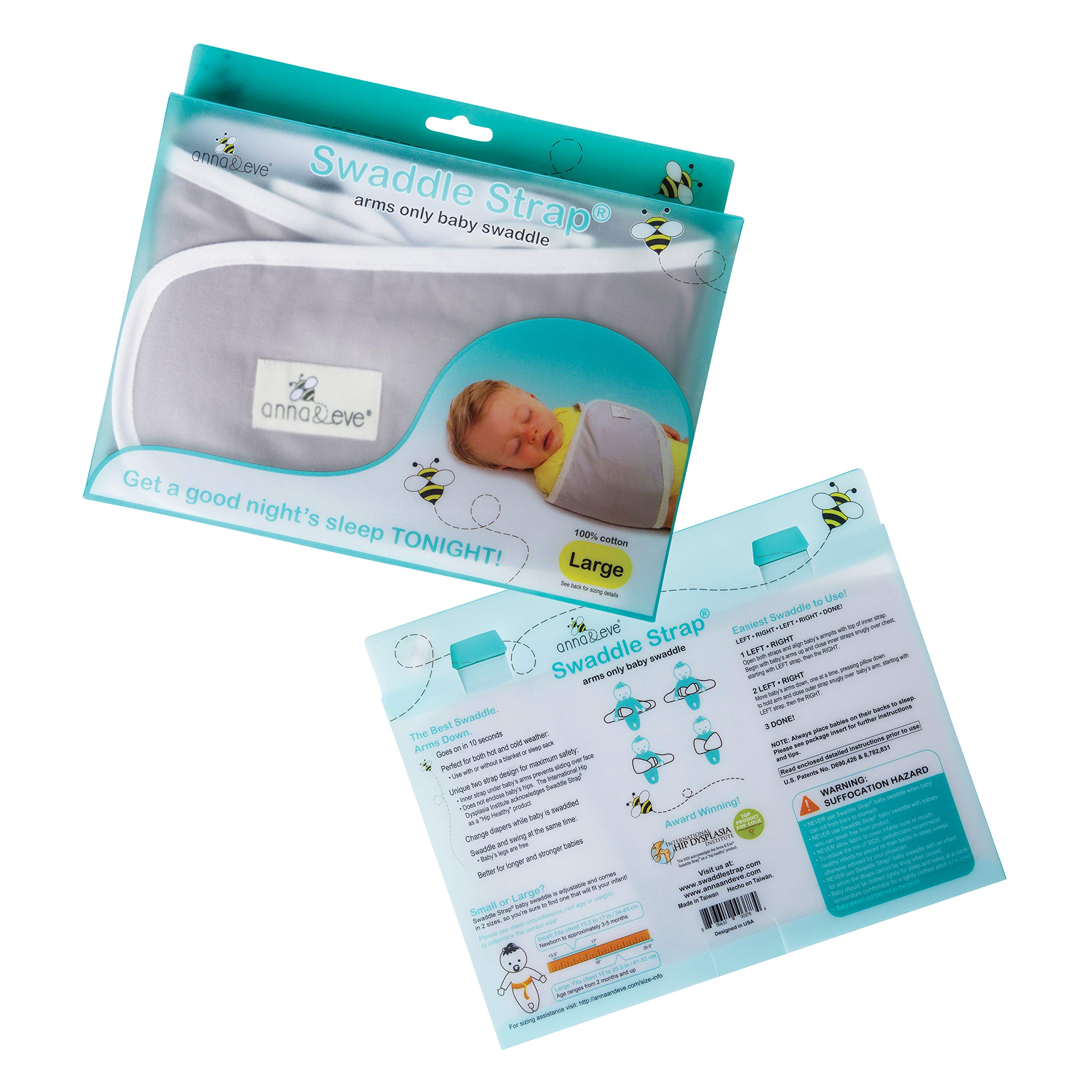 Anna & Eve® Swaddle Strap® - Original Arms-Only Adjustable Baby Swaddle for Newborns & Infants (0-6 Months) | Secure Sleep Solution for Better Rest & Reduced Startle Reflex | Perfect for Nursery, Daycare & Travel