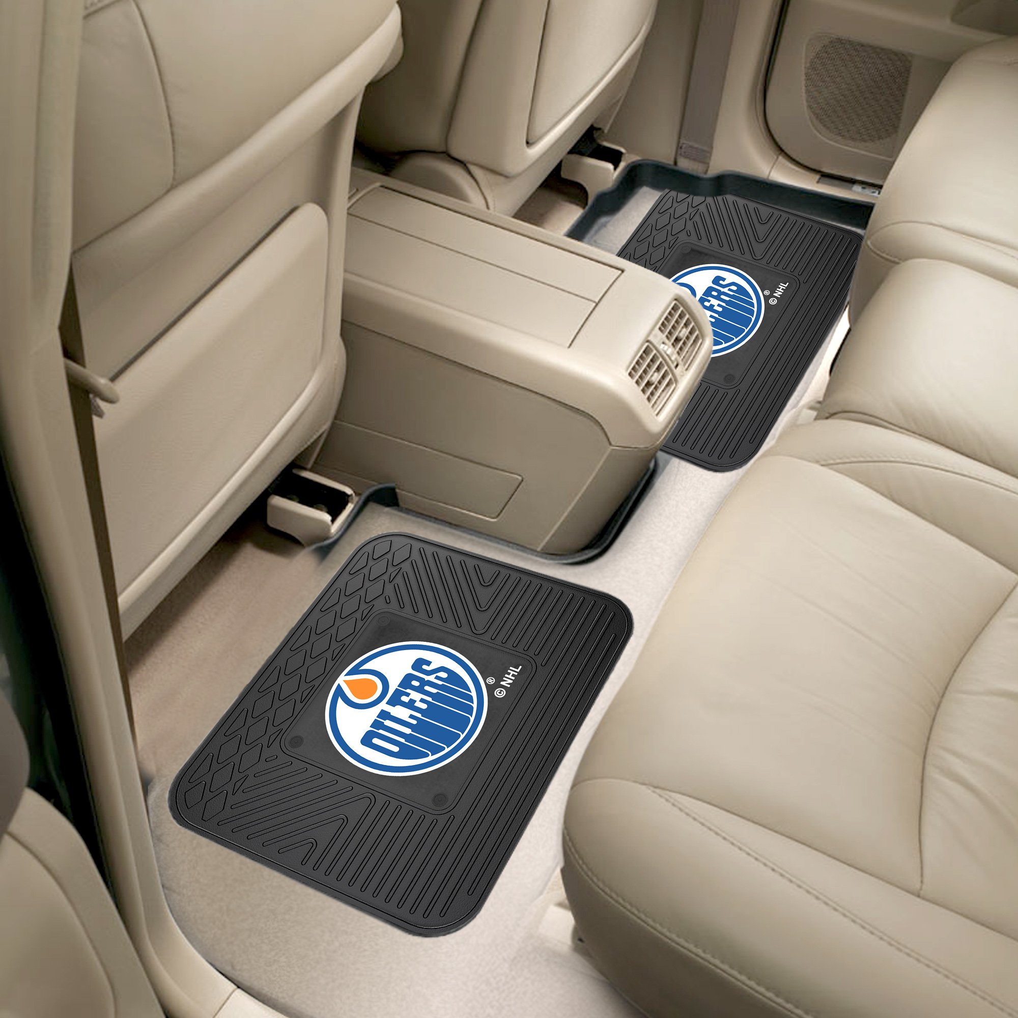 Edmonton Oilers NHL Car Mats - 2-Piece Set for Back Seat - Waterproof & Non-Slip Custom Fit Floor Liners - Perfect for Trucks, SUVs & Sedans