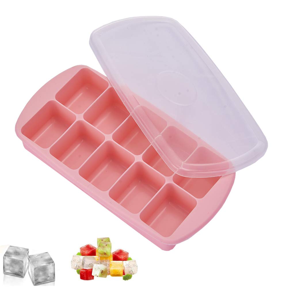 Amadon Stackable Ice Cube Trays with Lids - Reusable Silicone Ice Mold for Whiskey, Cocktails & Frozen Treats - Perfect for Home Bars, Parties & Summer Drinks