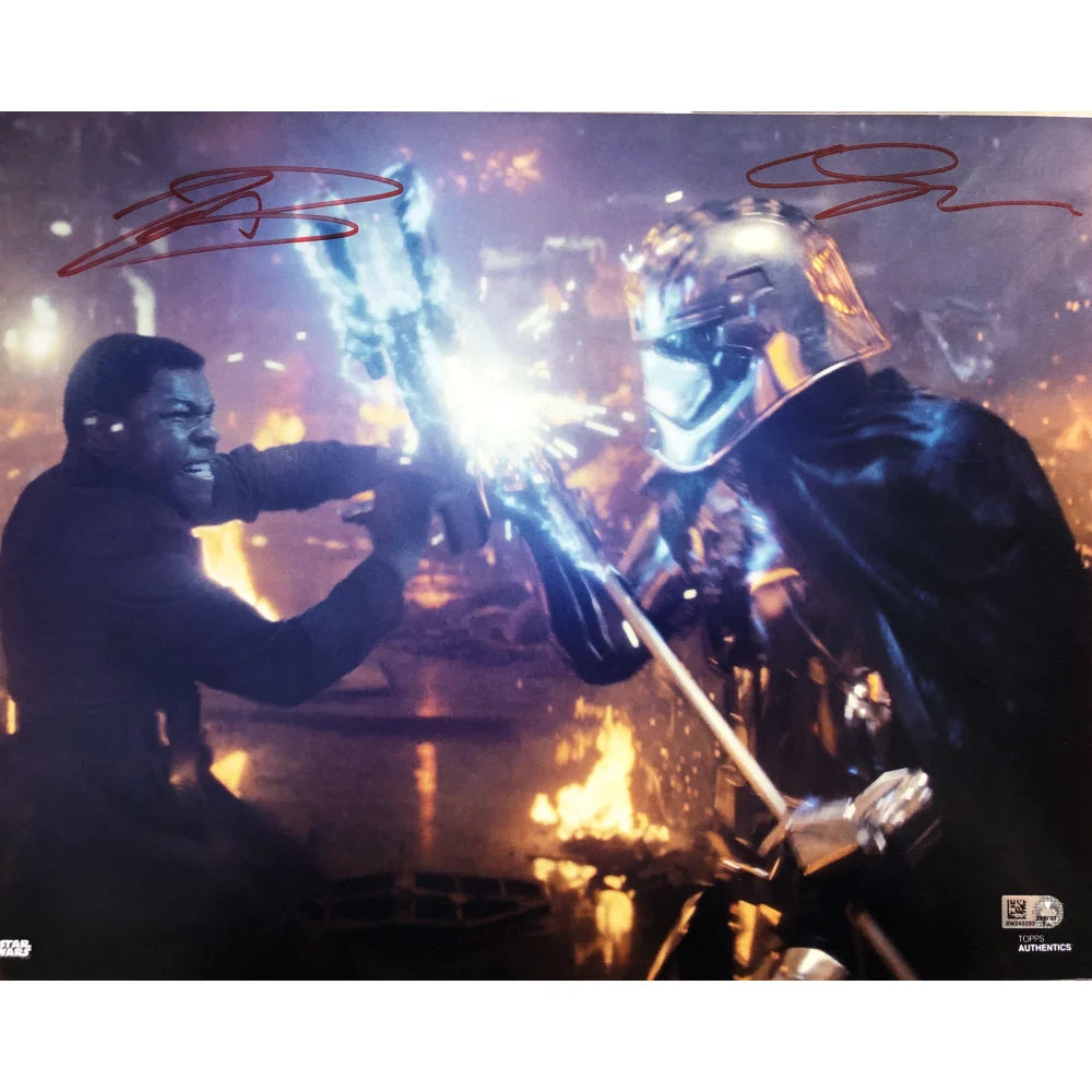 Gwendoline Christie & John Boyega Dual Signed Star Wars 11x14 Photo Framed - The Last Jedi Topps COA - Perfect for Star Wars Collectors & Movie Memorabilia Displays
