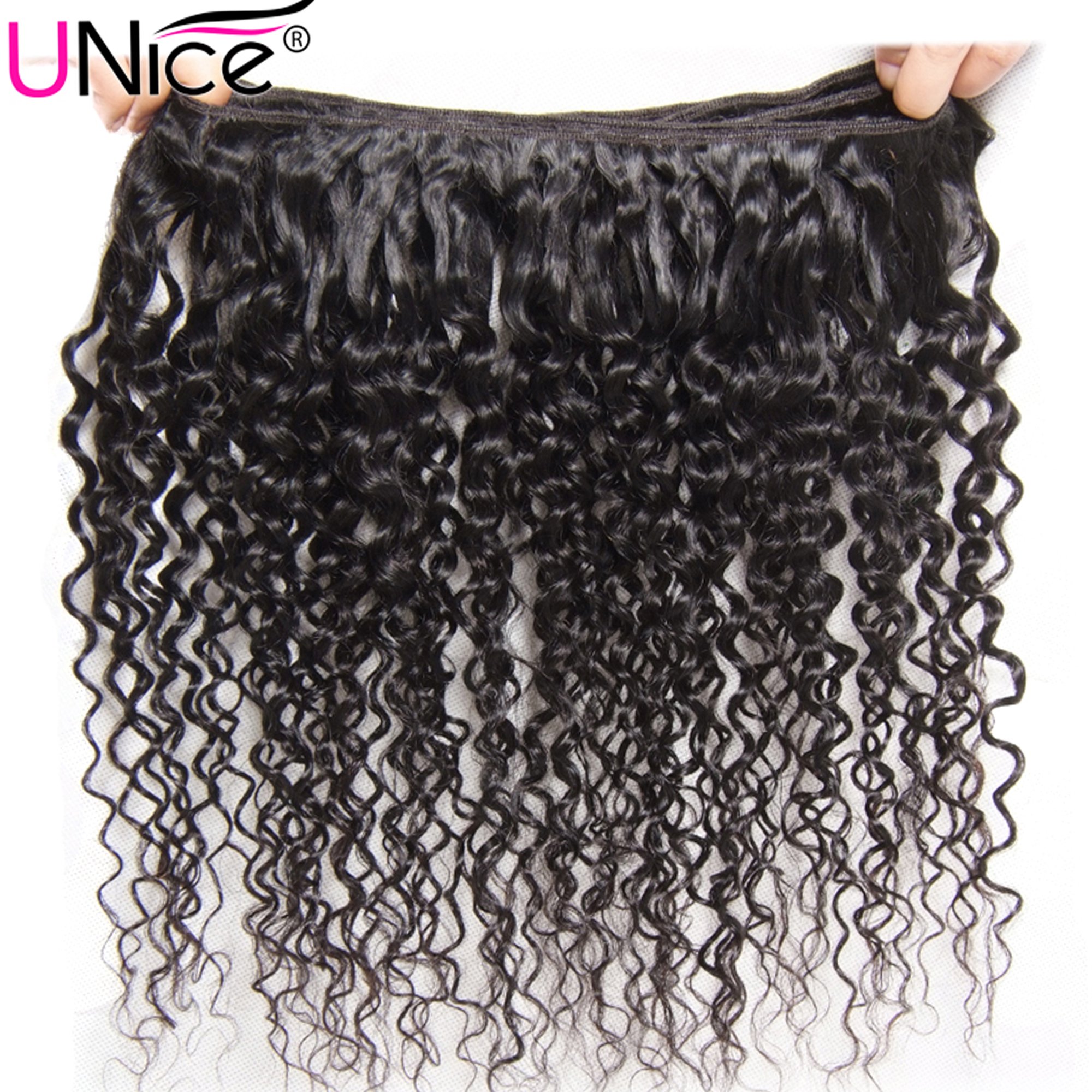 Unice Malaysian Curly Hair Extensions 3 Bundles - 100% Unprocessed Human Remy Hair Weft, Natural Color (14/16/18 Inch) for Volume & Length - Perfect for Daily Wear, Weddings & Special Occasions