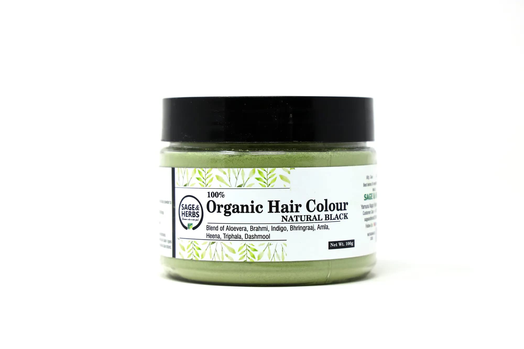 Organic Sage & Herbs Hair Color - Soft Black | Natural, Chemical-Free Hair Dye for Women & Men (150g) | Safe for Home Use & DIY Hair Coloring
