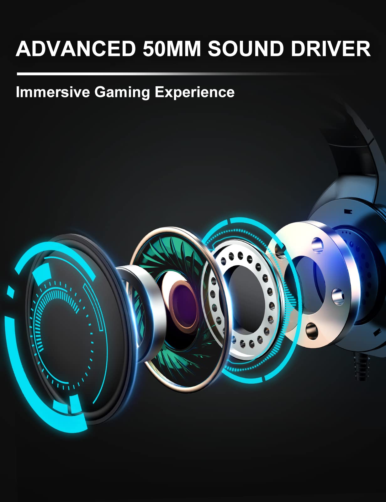 ZIUMIER Gaming Headset with Microphone - Noise Canceling Mic, 7.1 Surround Sound, RGB LED Lights for PS5, PS4, Xbox One, PC & Laptop - Perfect for Competitive Gaming & Online Streaming