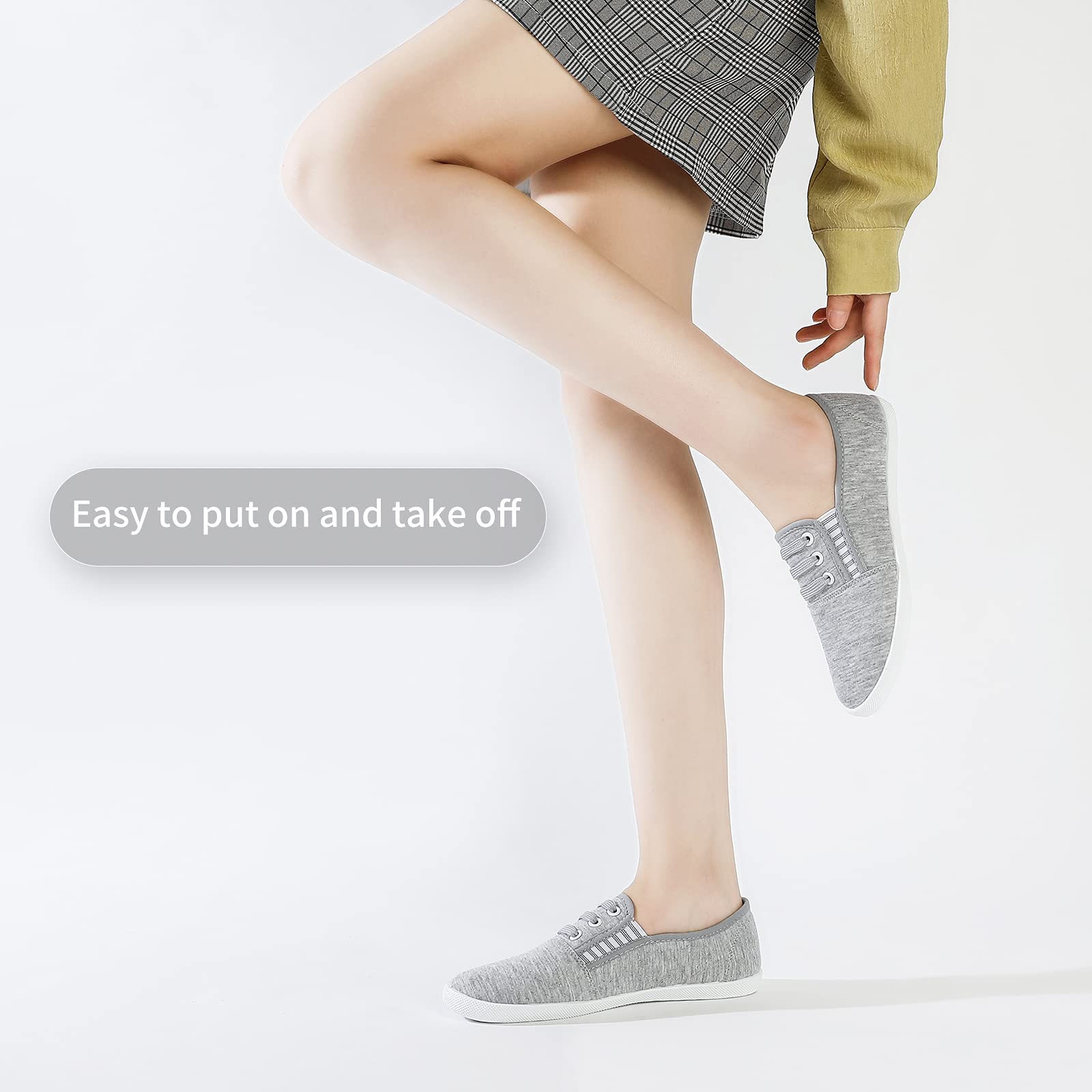 **Women's Canvas Slip-On Sneakers - Comfortable Casual Walking Shoes for Women - Non-Slip Flat Dress Shoes for Work, Tennis & Everyday Wear**    *(Perfect for Office, Travel, Shopping & Light Sports Activities)*