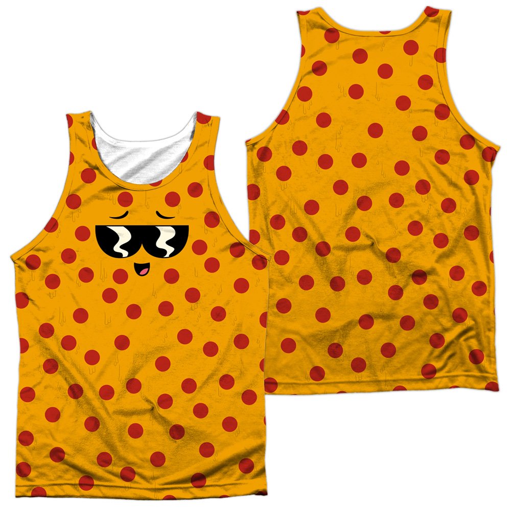 Uncle Grandpa Pizza Face White Graphic Print Tank Top for Men & Women - Perfect for Cosplay, Comic Con, and Casual Summer Outfits