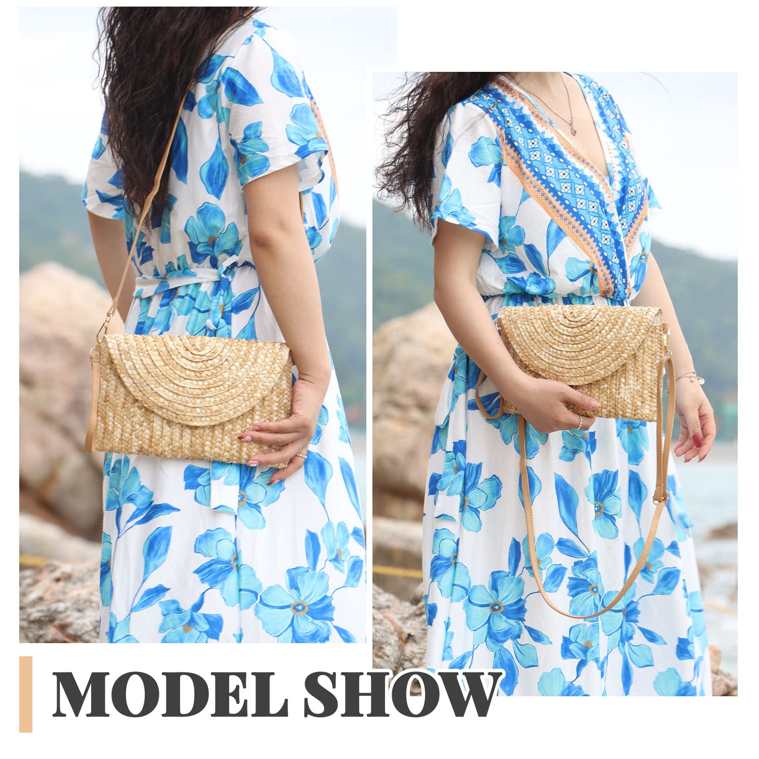 Women's Woven Straw Clutch Purse - Summer Beach Shoulder Bag for Women | Perfect for Beach Vacations, Pool Parties & Outdoor Events