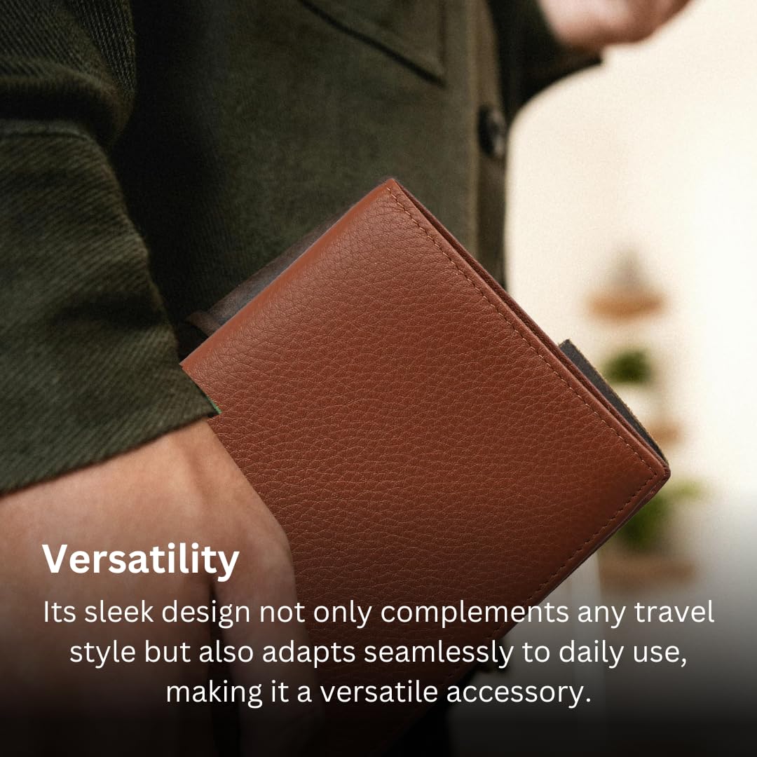 RFID Blocking Slim Leather Bifold Travel Wallet for Men & Women - Holds Passport, Credit Cards & Travel Essentials | Perfect for Airports, Business Trips & Daily Use