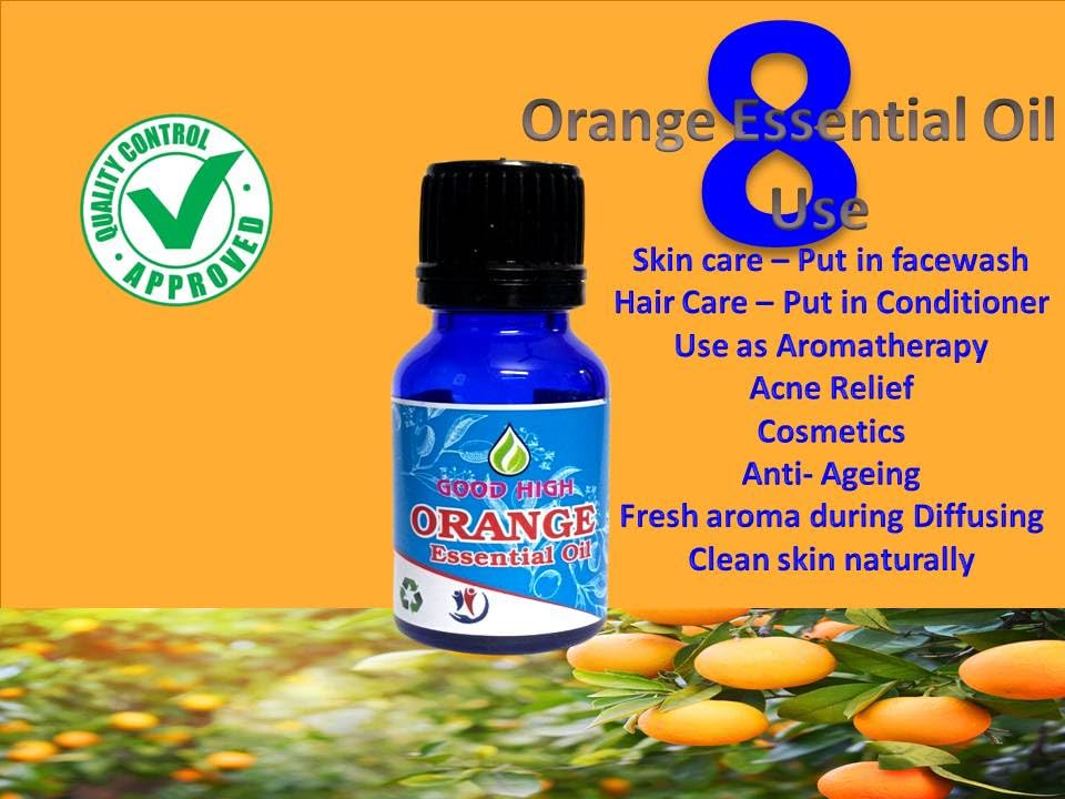 100% Pure Natural Organic Orange Essential Oil - Undiluted, Vegan for Skin Care, Hair Growth & Aromatherapy | Personal Wellness & Relaxation | Good High Brand (30mL) | Perfect for Diffusers, Massage & DIY Beauty Recipes