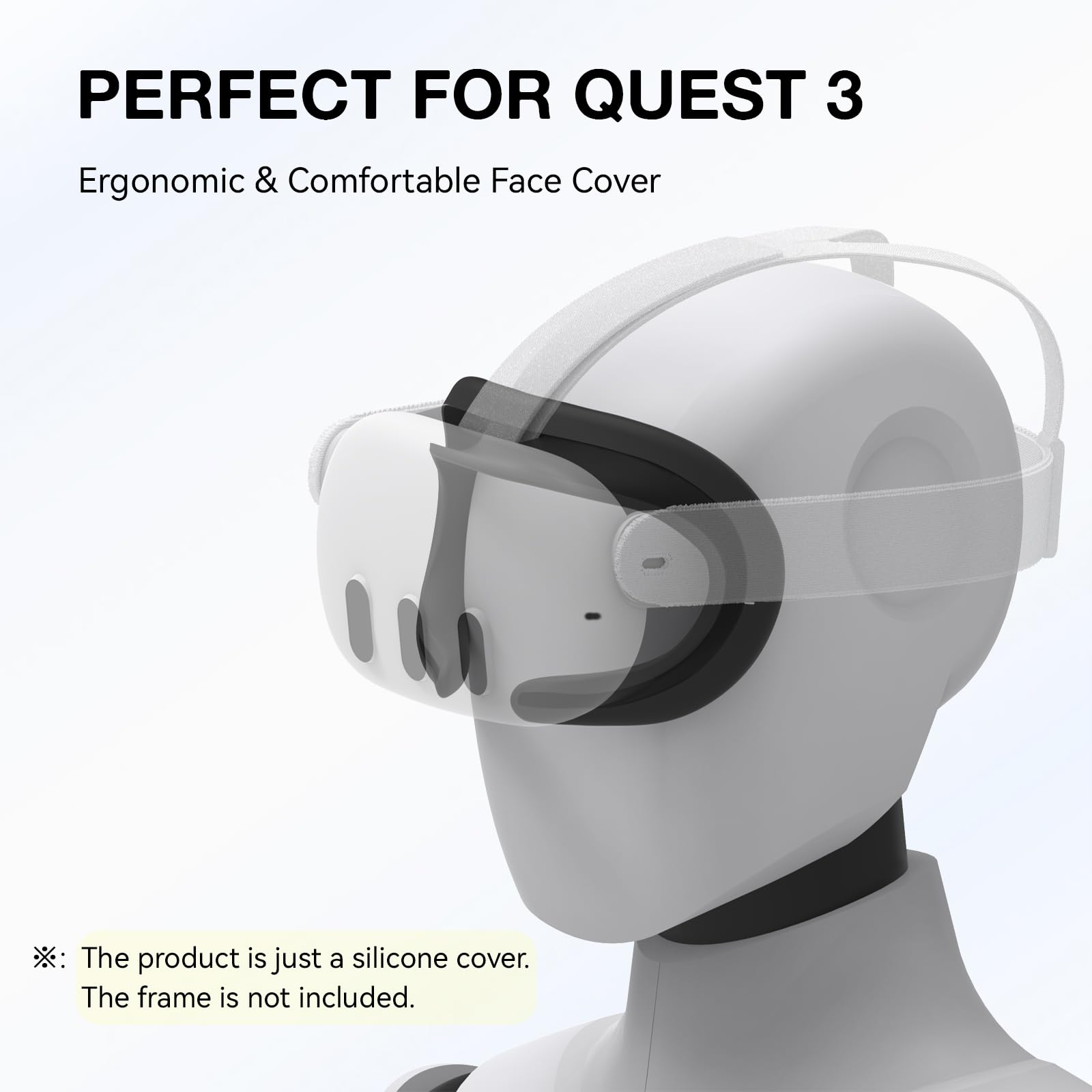 APEXINNO VR Silicone Face Pad Cover for Meta Quest 3 - Soft & Breathable Replacement Cushion Mask - Compatible with Oculus/Meta Quest 3 Headset Accessories (Black) - Perfect for Gaming, VR Fitness & Extended Play Sessions