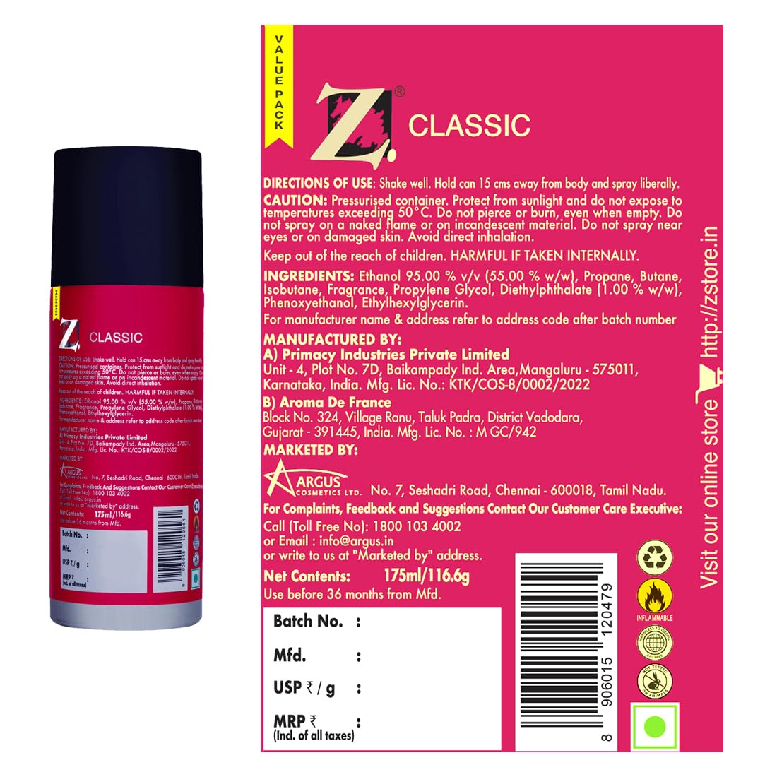 Premium Men's Classic Deodorant - 2 Pack (175ml Each) | Long-Lasting Musk Fragrance Body Spray for Men | All-Day Freshness for Work, Gym & Outdoor Activities