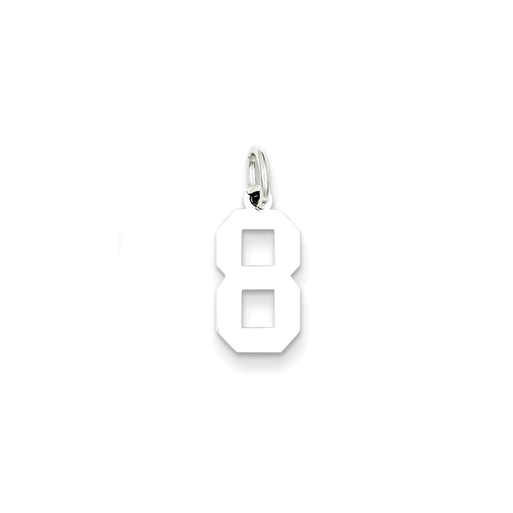 Shiny Sterling Silver Small Polished Number 8 Charm - Perfect for Jewelry Making, Bracelets & Necklaces