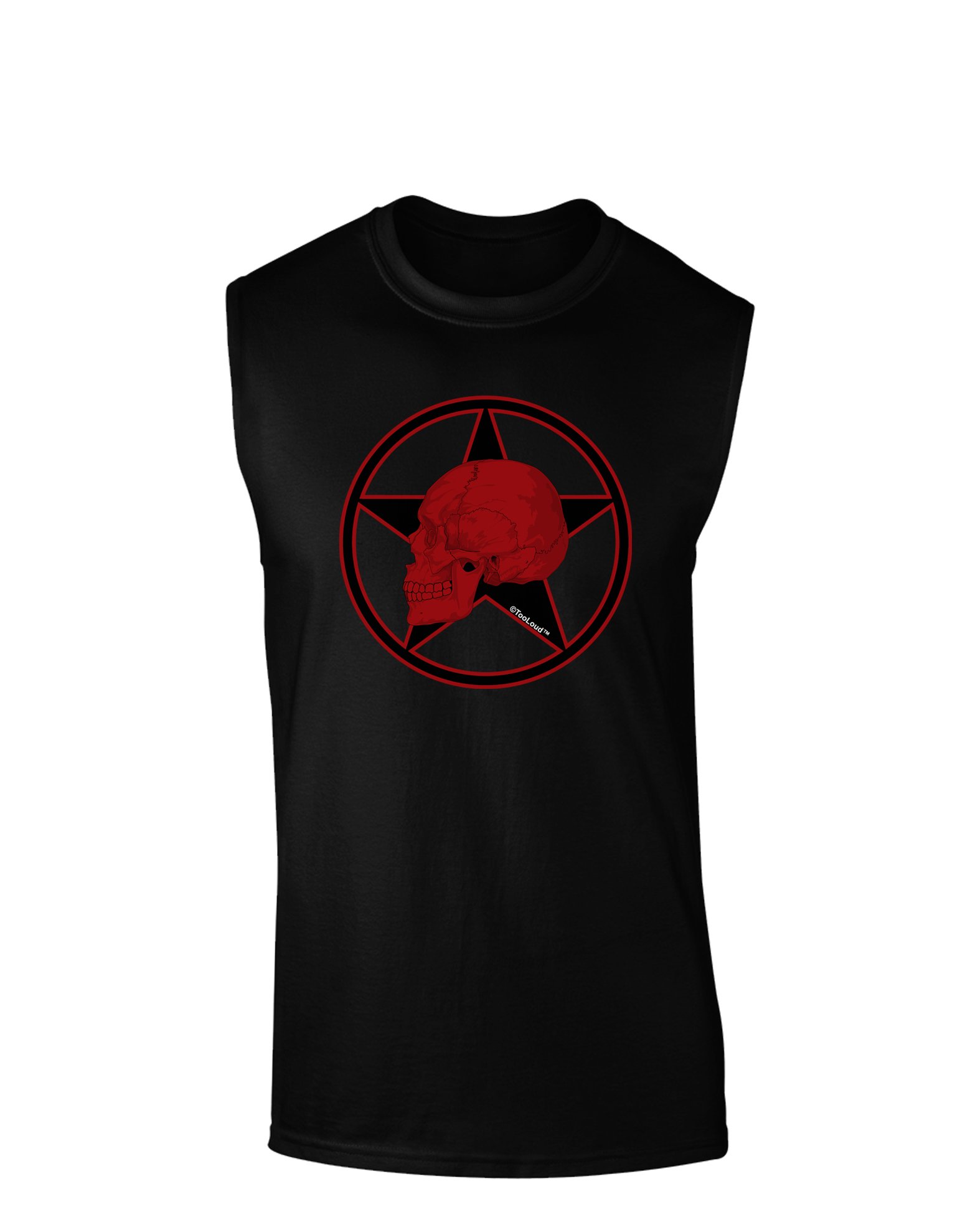 TOOLOUD Blood Red Skull Print Dark Muscle Shirt for Men - Gothic Graphic Tee for Gym, Workout, Halloween & Streetwear Fashion