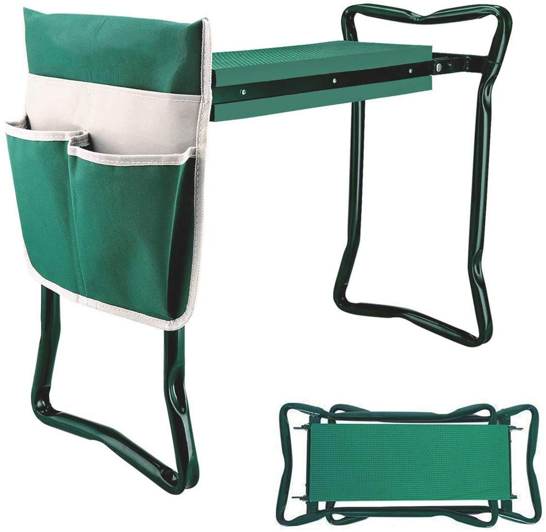 Heavy Duty Garden Kneeler and Seat Stool with Tool Pocket & EVA Kneeling Pad - Foldable Gardening Bench for Seniors, Outdoor Work, Planting, Weeding - Perfect Gift for Garden Lovers