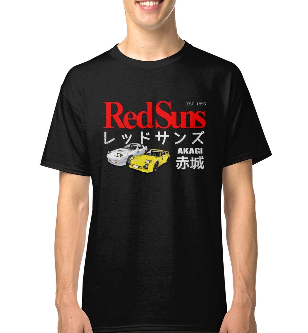 Initial D Akagi RedSuns Anime Apparel - T-Shirt, Long Sleeve, Sweatshirt & Hoodie in Black | Japanese Street Racing Fashion for Fans & Car Enthusiasts