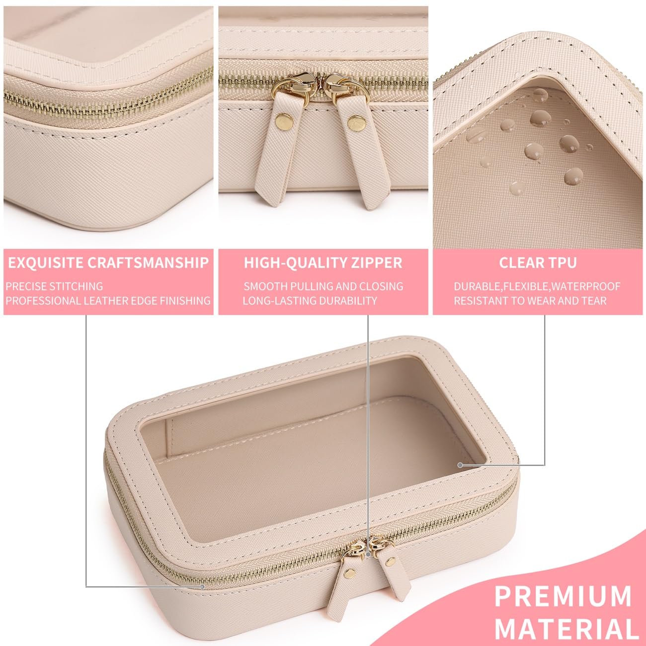 Waterproof Clear Makeup Bag for Travel & Car - Small Cosmetic Organizer