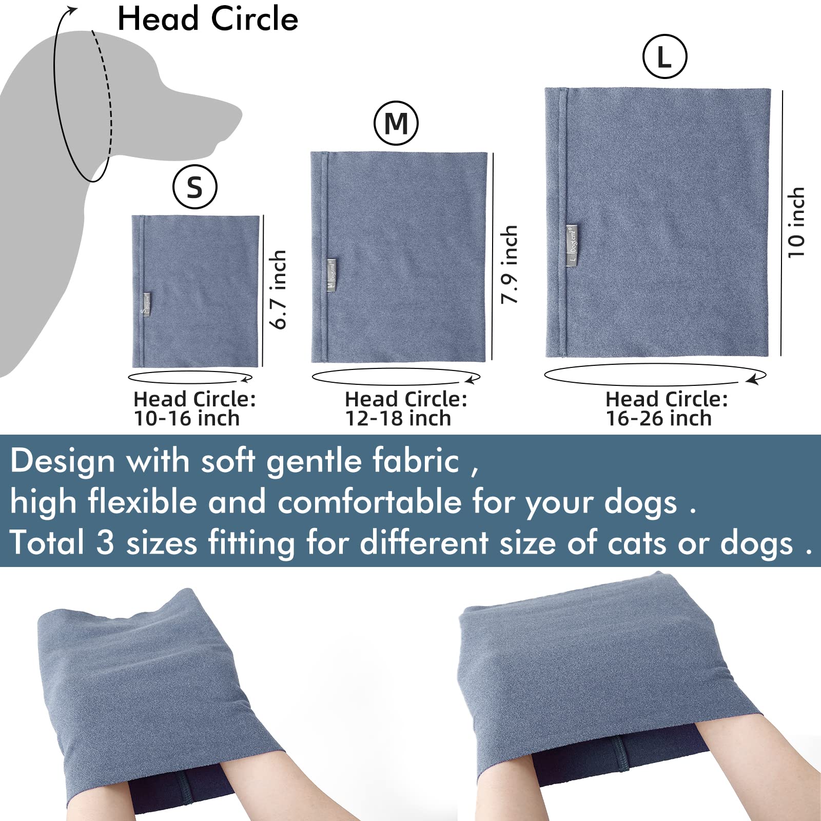 2 Pack Dog Ear Muffs & Snood Set - Noise Cancelling Ear Wraps for Dogs, Anxiety Relief Hoodie with Neck & Ears Protection - Soft Warm Pet Accessories for Calming Nervous Dogs (Blue, Small) - Perfect for Fireworks, Thunderstorms & Travel Anxiety