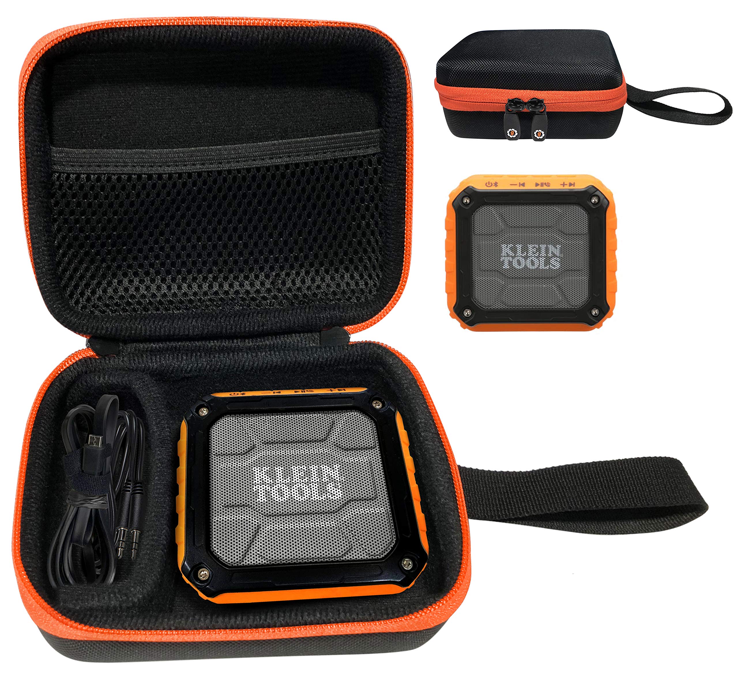 GETGEAR Protective Case for Klein Tools AEPJS1 Wireless Speaker - Lightweight Durable Cover with Custom Compartments for Speaker & Cord, Wrist Strap Included - Perfect for Job Sites, Outdoor Work & Construction Use