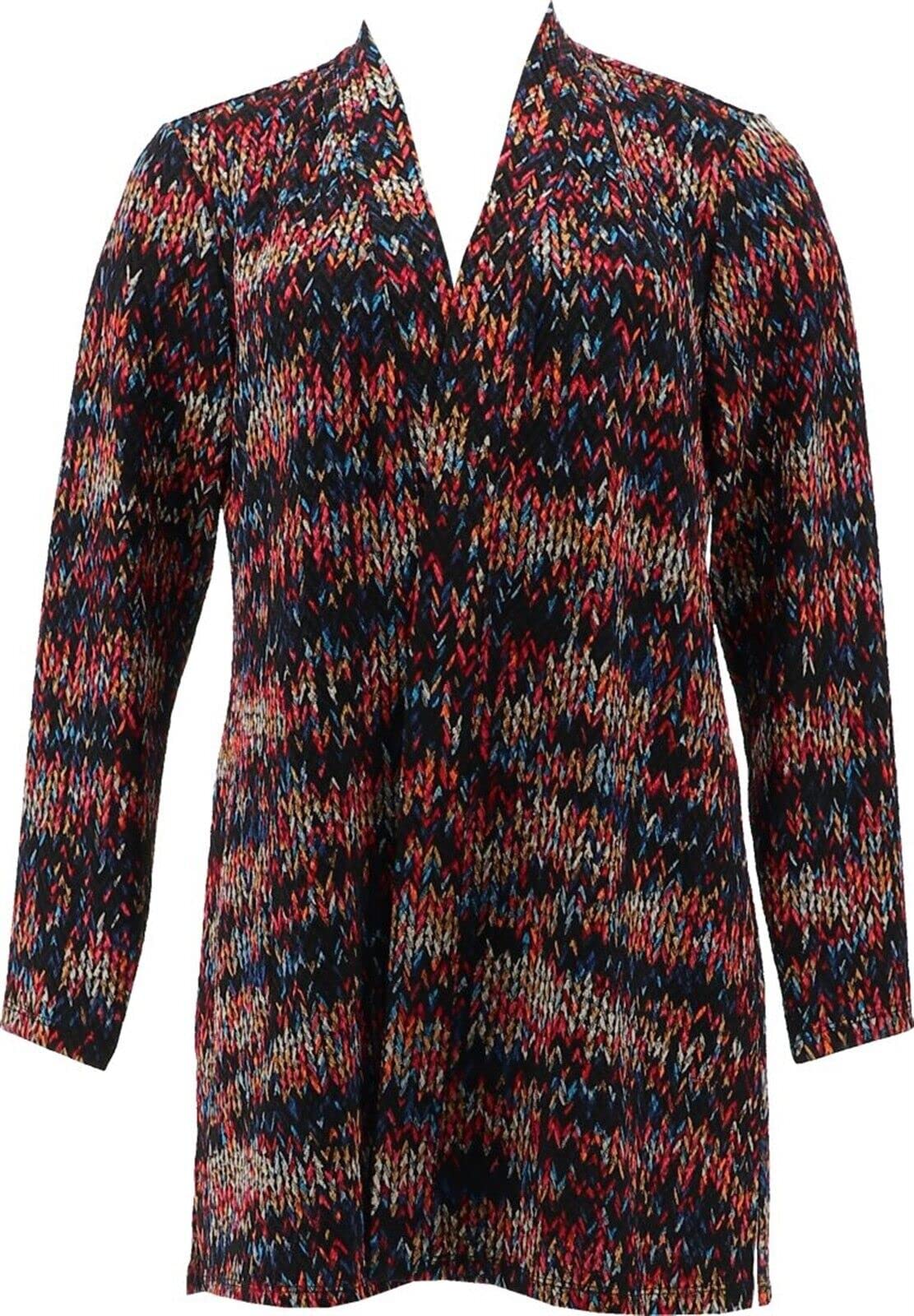 Stylish Printed Novelty Knit Open Cardigan A384317 - Perfect for Casual Outings, Layering in Fall & Winter