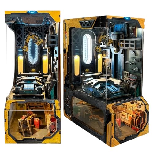 Cyberpunk Style DIY Book Nook Kit - 3D Puzzle Mechanical Garage Workshop Model for Adults | Handcrafted Bookshelf Insert & Unique Bookend | Perfect for Home Office Decor, Gifts & Relaxation