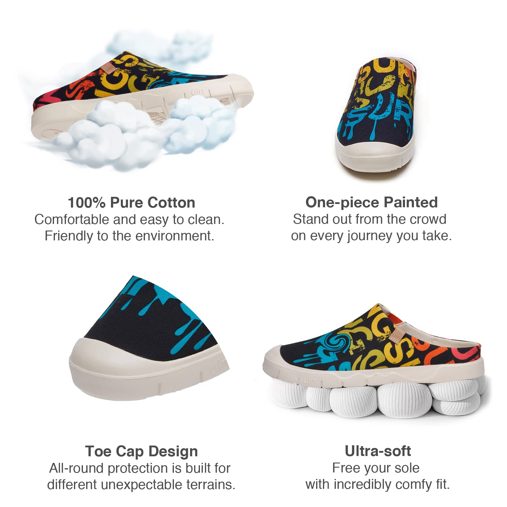 UIN Men's Loafers - Lightweight Comfortable Slip-On Mules for Walking, Casual Wear & Travel | Art Painted Design | Perfect for Home, Office & Vacation Outfits