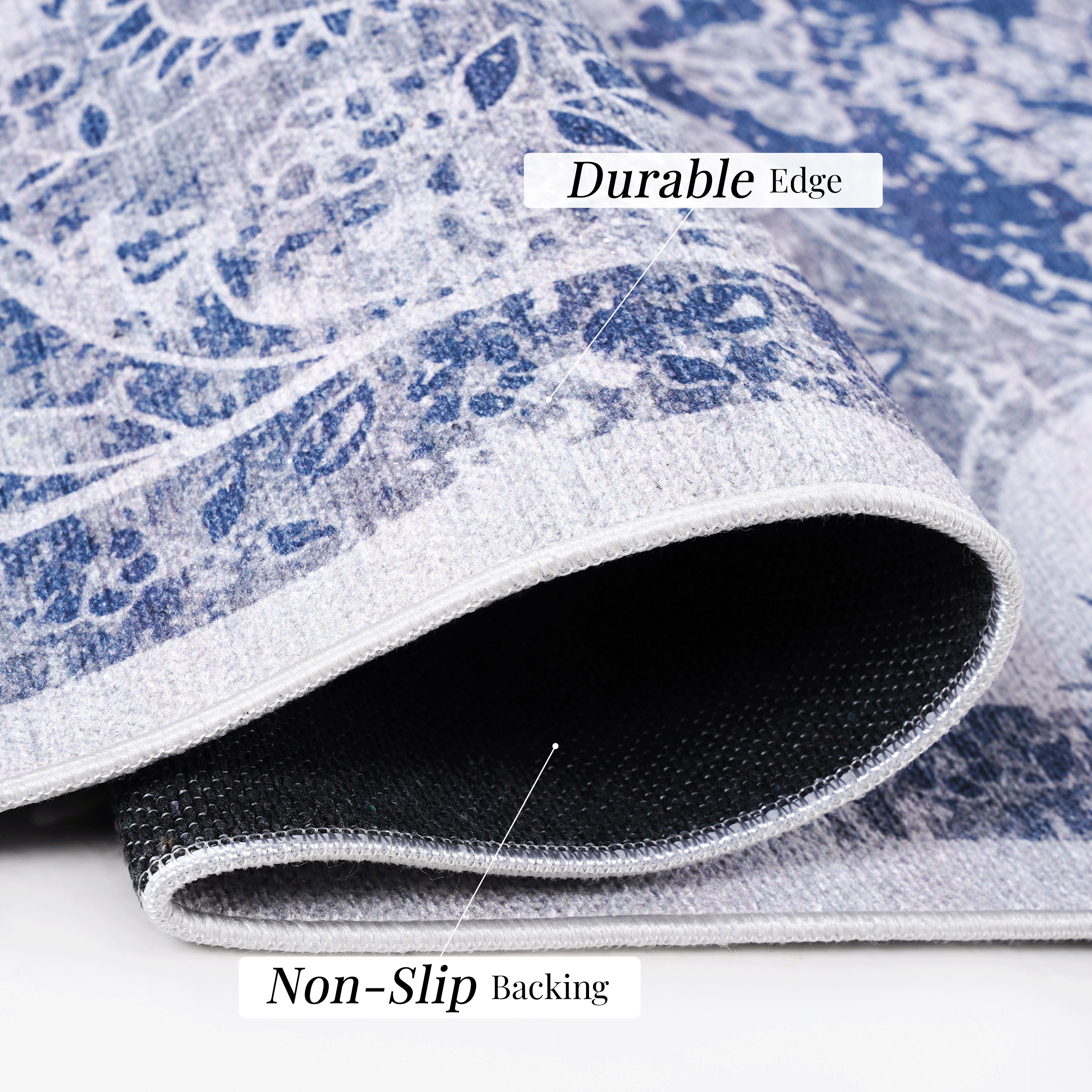 DTY Signature 6x9 Feet Blue Washable Area Rug - Low Pile Non-Slip Non-Shedding Foldable - Kid & Pet Friendly Living Room Bedroom Kitchen Rug - Perfect for Home Decor, Dorm, Office & High Traffic Areas (Blue, 6' x 9')