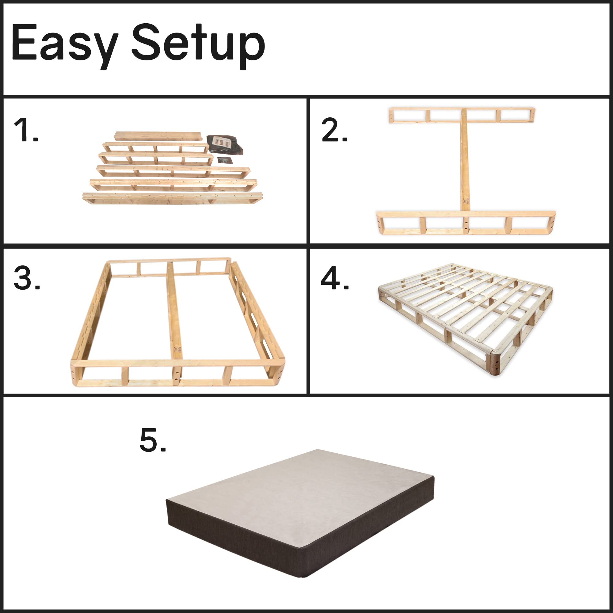 4.5-Inch Easy Wood Box Spring Coil Mattress Foundation with Simple Assembly - Twin XL Size, Brown - Perfect for Bedroom, Guest Room, and Dormitory Use