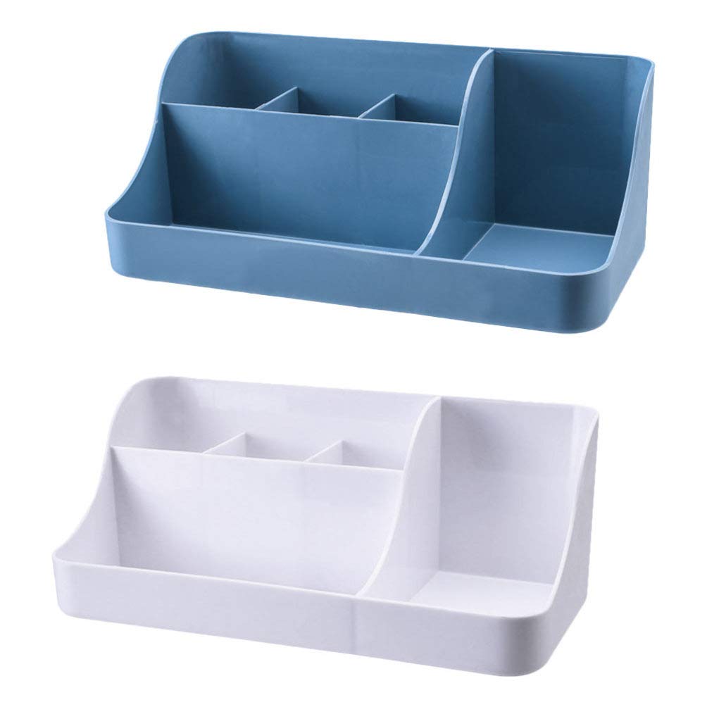 2-Pack Cosmetic Storage Boxes & Desktop Organizers - Multi-Compartment Makeup Organizer Baskets for Vanity, Bathroom & Home Organization - Perfect for Storing Cosmetics, Jewelry & Office Supplies