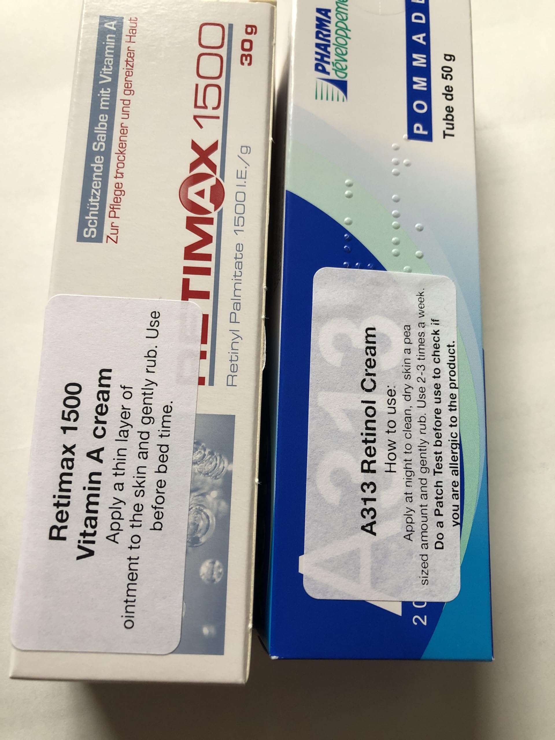 A313 & Retimax 1500 (2 Pack) Retinol Vitamin A Cream & Gel - Anti-Wrinkle, Acne Treatment, Pigmentation & Scar Remover - 80g - Perfect for Night Skincare Routine & Anti-Aging Regimen